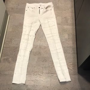 Rag and bone semi ripped skinny white jeans